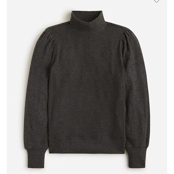 J. CREW Women’s Gray Mock Neck Ribbed Pullover Sweater XL Long Sleeve Soft NWT - Picture 1 of 14